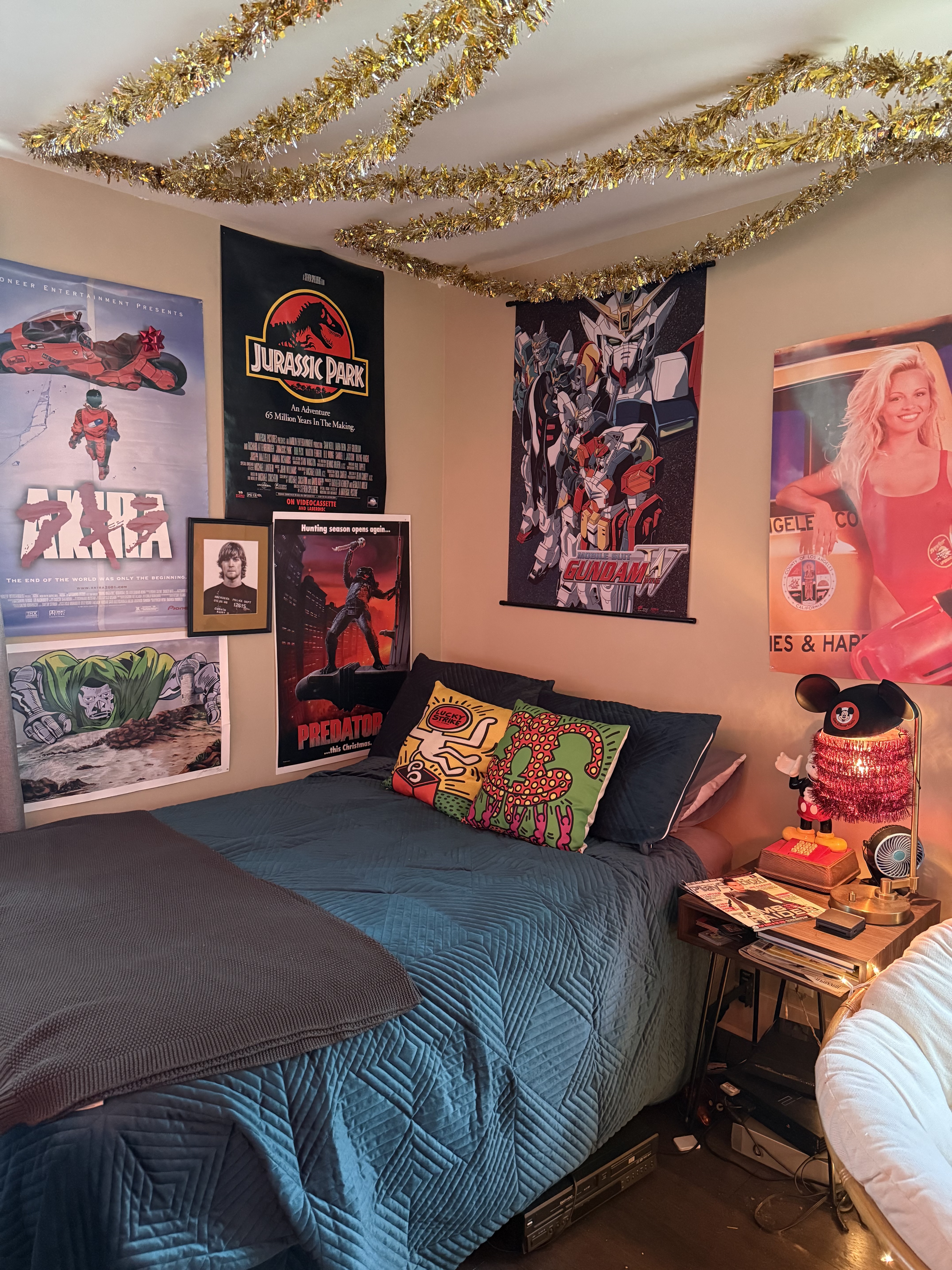Hayden's room, bed and posters including the Baywatch poster